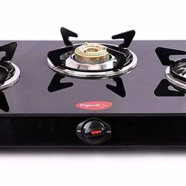 Pigeon Infinity Glass-Top 3 Burner Stove + Pigeon Outer Lid Non-Induction Pressure Cooker Combo