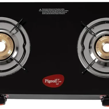 Pigeon Infinity Glass-Top 3 Burner Stove + Pigeon Outer Lid Non-Induction Pressure Cooker Combo