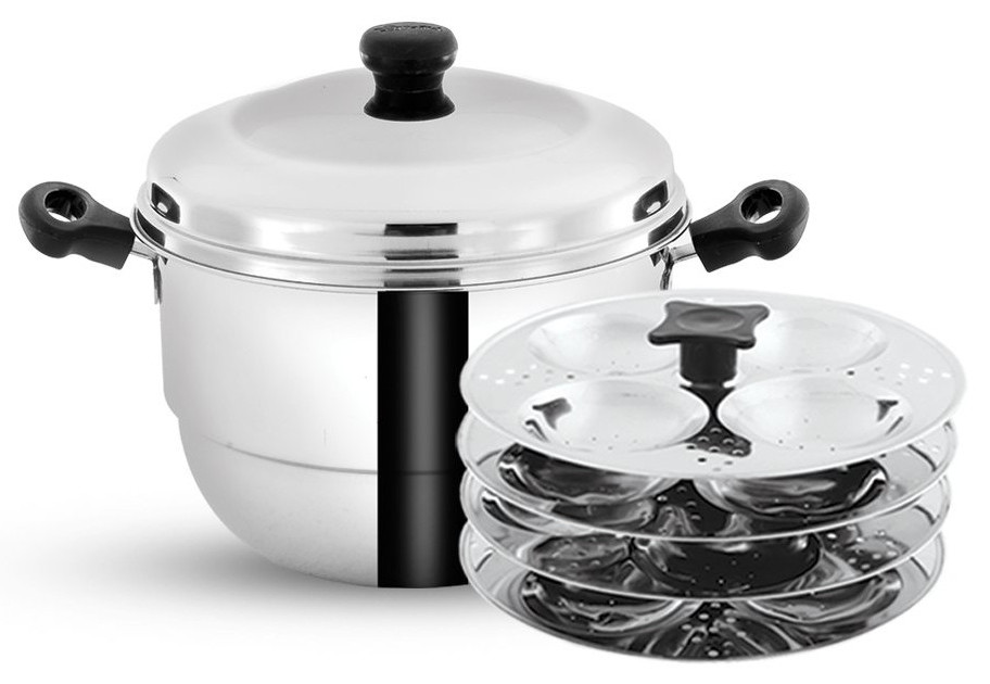 Pigeon Stainless Steel Induction & Gas Stove Compatible 16 Idly Pot with Steamer