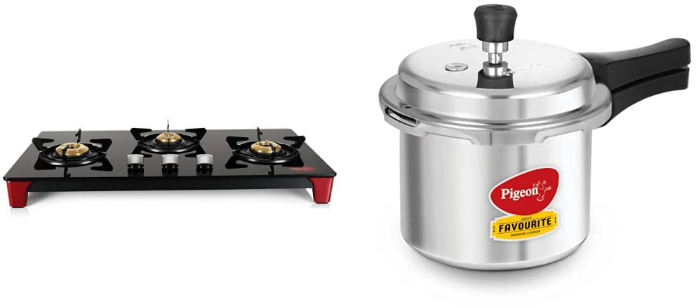 3 burner gas stove with pressure cooker combo