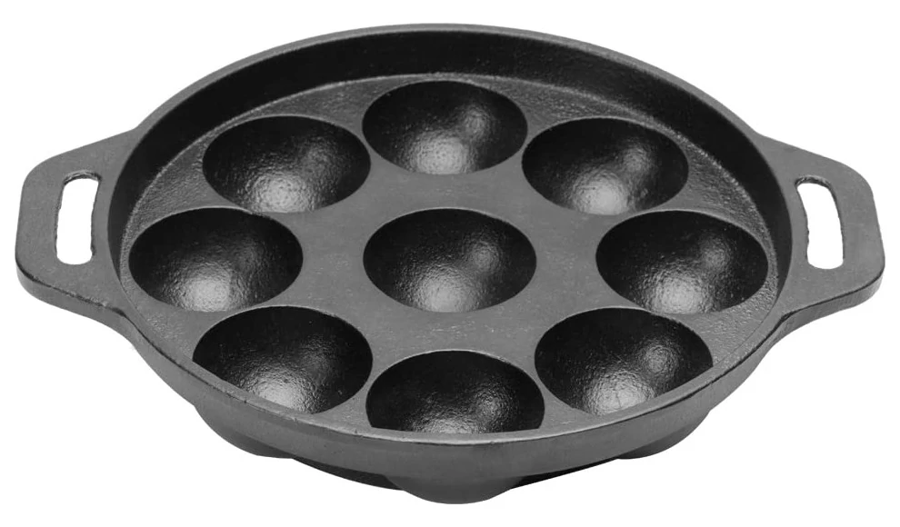 Pigeon Long Lasting Cast Iron Panniyarakkal 9 Rounds Induction & Gas Compatible