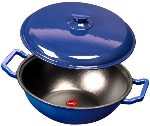 Pigeon imperi Cast Iron Kadai with Cast Iron Lid